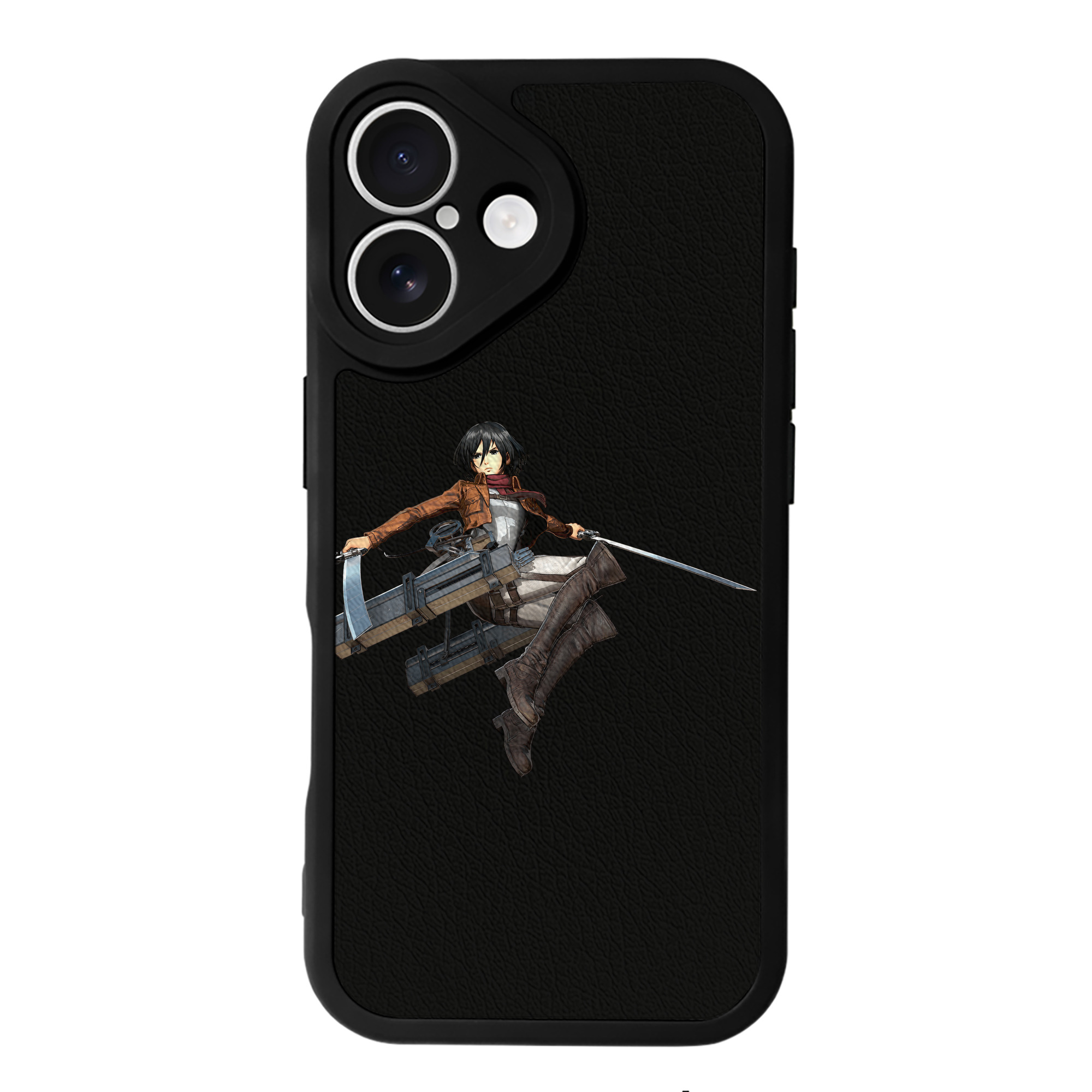 （画像用） 進撃の巨人 ミカサ·アッカーマン Attack on Titan Mikasa Ackerman 【iPhone 16シリーズ対応】シリコンスマホケース（レザー調） 材質：シリコン